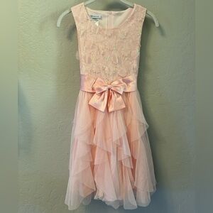 Girls Pink tulle dress with satin bow size 12